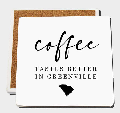 Coffee Tastes Better In - Sandstone Coasters - Set of 4